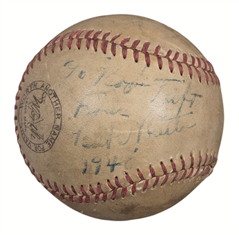 1948 Babe Ruth Singled Signed and Inscribed "To Bob from Babe Ruth 1948" Baseball (JSA)